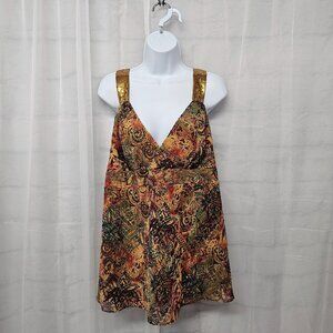 MixIt Babydoll Y2K Tank Metallic Sequins Fairy Whimsygoth Orange 1X